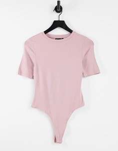 Облегающее боди-футболка приглушенного розового цвета ASOS DESIGN-Розовый цвет