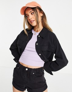 Черная укороченная куртка Monki Linette-Черный