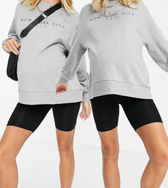 Набор из 2 черных классических шорт-леггинсов с посадкой над животом ASOS DESIGN Maternity-Черный цвет