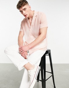 Розовая креповая рубашка с глубоким вырезом и отложным воротником ASOS DESIGN-Розовый цвет