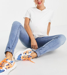 Голубые джеггинсы с посадкой под животиком Mamalicious Maternity-Голубой Mama.Licious