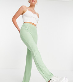 Расклешенные брюки шалфейно-зеленого цвета в рубчик ASOS DESIGN Tall-Зеленый цвет