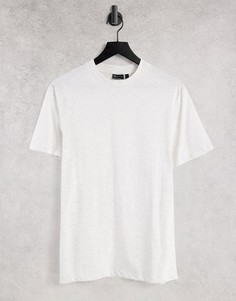Белая меланжевая футболка из органического хлопка с круглым вырезом ASOS DESIGN-Белый