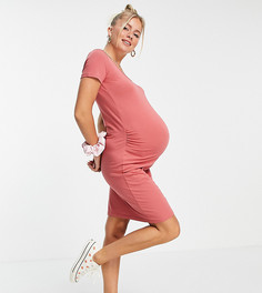Эксклюзивное розовое платье-футболка мини Mamalicious Maternity-Розовый Mama.Licious