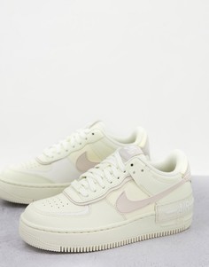 Нечисто белые кроссовки с бежевыми вставками Nike Air Force 1 Shadow-Светло-бежевый цвет