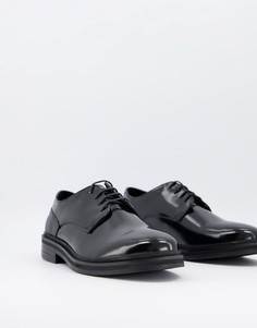 Черные кожаные туфли на массивной подошве со шнуровкой Silver Street-Черный цвет