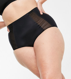 Черные моделирующие трусы из гладкой ткани с завышенной талией ASOS DESIGN Curve-Черный цвет