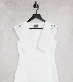 Белая рубашка без рукавов с броским воротником Reclaimed Vintage Inspired-Белый
