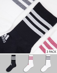 Набор из 3 пар носков разных цветов с тремя полосками adidas-Белый
