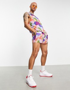 Короткие шорты для плавания с принтом ананасов (от комплекта) ASOS DESIGN-Multi