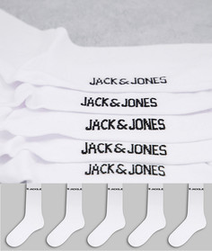 Набор из 5 пар белых спортивных носков с логотипом Jack & Jones-Белый