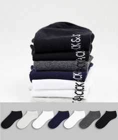 Набор из 7 спортивных носков разных цветов в серой гамме Jack & Jones-Черный