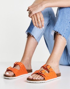 Оранжевые сандалии с двумя ремешками с пряжками New Look-Оранжевый цвет