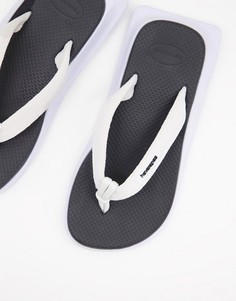 Черные шлепанцы с квадратным носком и контрастными элементами Havaianas Tradizori-Черный цвет