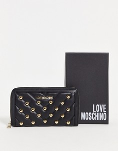 Черный кошелек с декоративными заклепками Love Moschino-Черный цвет