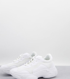Белые кроссовки на массивной подошве с сетчатыми вставками Missguided-Белый