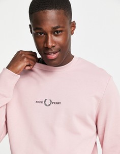 Розовый свитшот с вышивкой Fred Perry-Розовый цвет