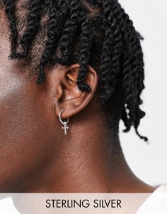 Серебряная серьга-кольцо с подвеской-анхом ASOS DESIGN-Серебристый