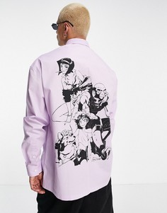 Сиреневая oversized-рубашка с принтом из аниме «Ковбой Бибоп» на спине в стиле 90-х ASOS DESIGN-Фиолетовый цвет