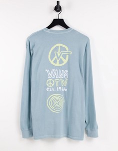 Голубой лонгслив с принтом на спине Vans Jank Ditsy