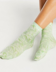 Зеленые носки с принтом завитков ASOS DESIGN-Зеленый цвет