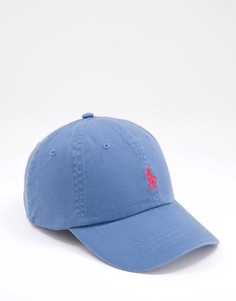 Голубая бейсболка из саржи с логотипом в виде игрока поло Polo Ralph Lauren-Голубой