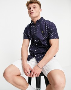 Рубашка с короткими рукавами и принтом флага Lyle & Scott-Темно-синий