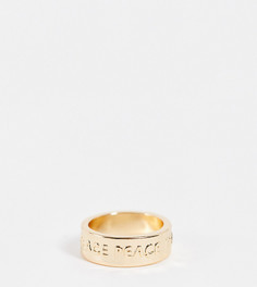 Золотистое кольцо с выгравированной надписью "Рeace" Reclaimed Vintage Inspired-Золотистый