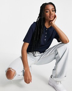 Темно-синий топ с воротником поло классического кроя Tommy Hilfiger Essential