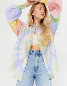 Рубашка в стиле oversized с принтом тай-дай Stradivarius-Multi