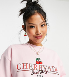 Эксклюзивный розовый свитшот с принтом "Cherryade" ASOS DESIGN Petite-Розовый цвет