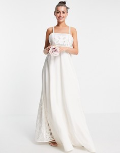 Свадебное платье на бретелях с вышивкой аппликации ASOS EDITION Layla-Белый