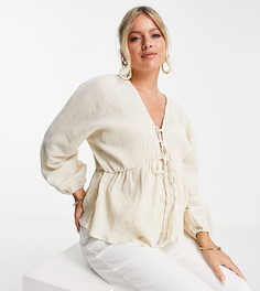Жатый бежевый топ со шнуровкой спереди ASOS DESIGN Maternity-Черный цвет