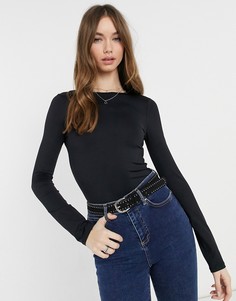 Черное боди с отделкой на спине Bershka-Черный цвет