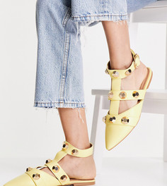 Балетки лимонного цвета для широкой стопы с заклепками ASOS DESIGN Lorina-Желтый