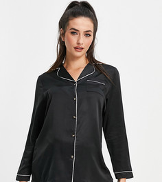 Атласная пижамная рубашка черного цвета в стиле Выбирай и Комбинируй Loungeable Maternity-Черный цвет