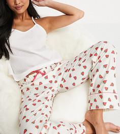 Пижамные штаны из поликрепа с принтом арбузов Loungeable Petite-Multi