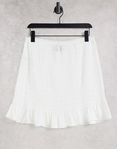 Белая присборенная мини-юбка из жатого материала ASOS DESIGN-Белый