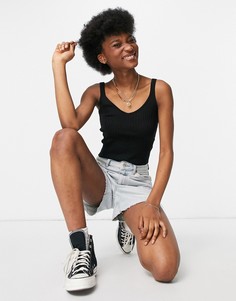 Черная трикотажная майка Monki Ofelia-Черный