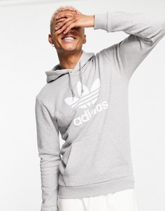 Худи серого цвета с логотипом-трилистником adidas Originals adicolor-Серый