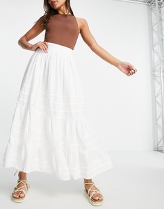 Белая юбка миди со складками ASOS DESIGN-Белый