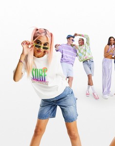 Белая свободная футболка с принтом "Surf" ASOS DESIGN-Белый