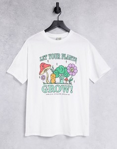 Белая oversized-футболка с принтом "Let Your Plants Grow" ASOS DESIGN-Белый