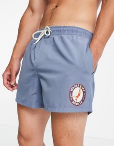 Короткие шорты для плавания с винтажным логотипом в виде пловца ASOS DESIGN-Голубой