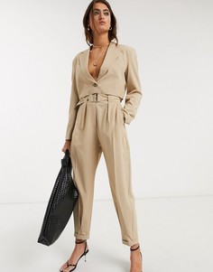 Бежевый короткий пиджак Bershka-Светло-бежевый цвет