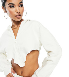 Худи цвета экрю с V-образным вырезом спереди ASYOU-Белый