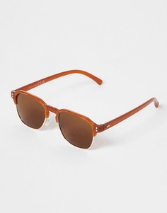 Коричневые солнцезащитные очки в стиле ретро River Island-Коричневый цвет