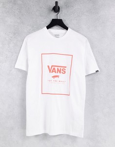 Белая футболка с прямоугольным принтом белого/кораллового цвета Vans Classic Print Box-Белый