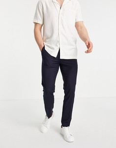 Темно-синие облегающие брюки в строгом стиле River Island-Темно-синий