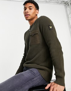 Трикотажный джемпер в рубчик с карманом из ткани Lyle & Scott-Зеленый